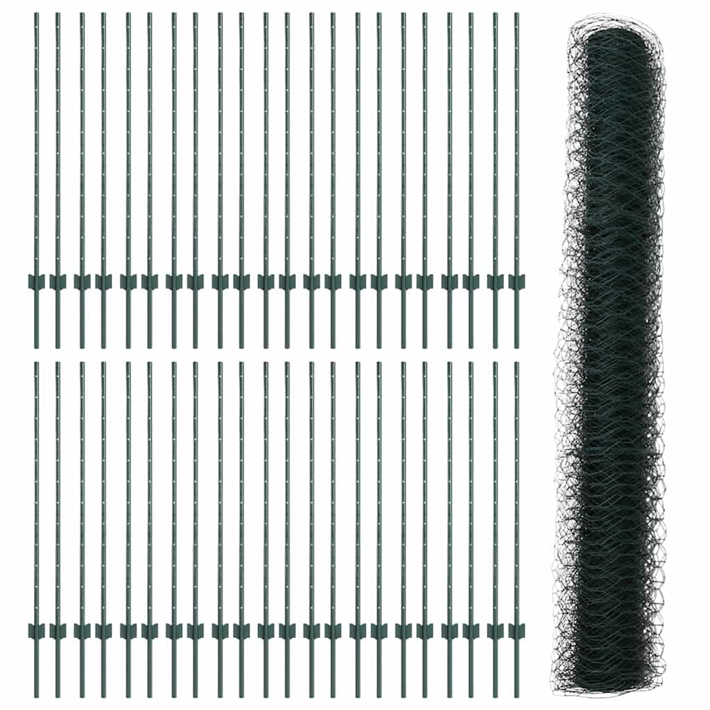 Hatszögletű kerítés oszlopokkal 100 x 1,2 m PVC-bevonatos acél