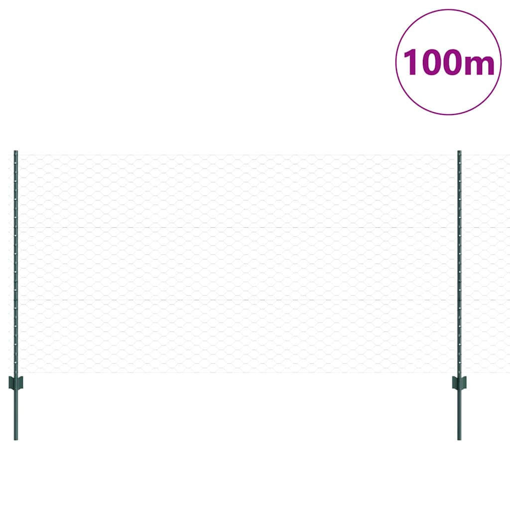 Hatszögletű kerítés oszlopokkal 100 x 1,2 m PVC-bevonatos acél