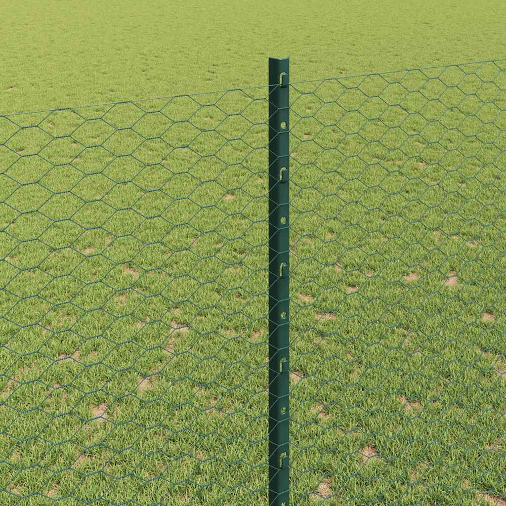 Hatszögletű kerítés oszlopokkal 100 x 1,5 m PVC-bevonatos acél