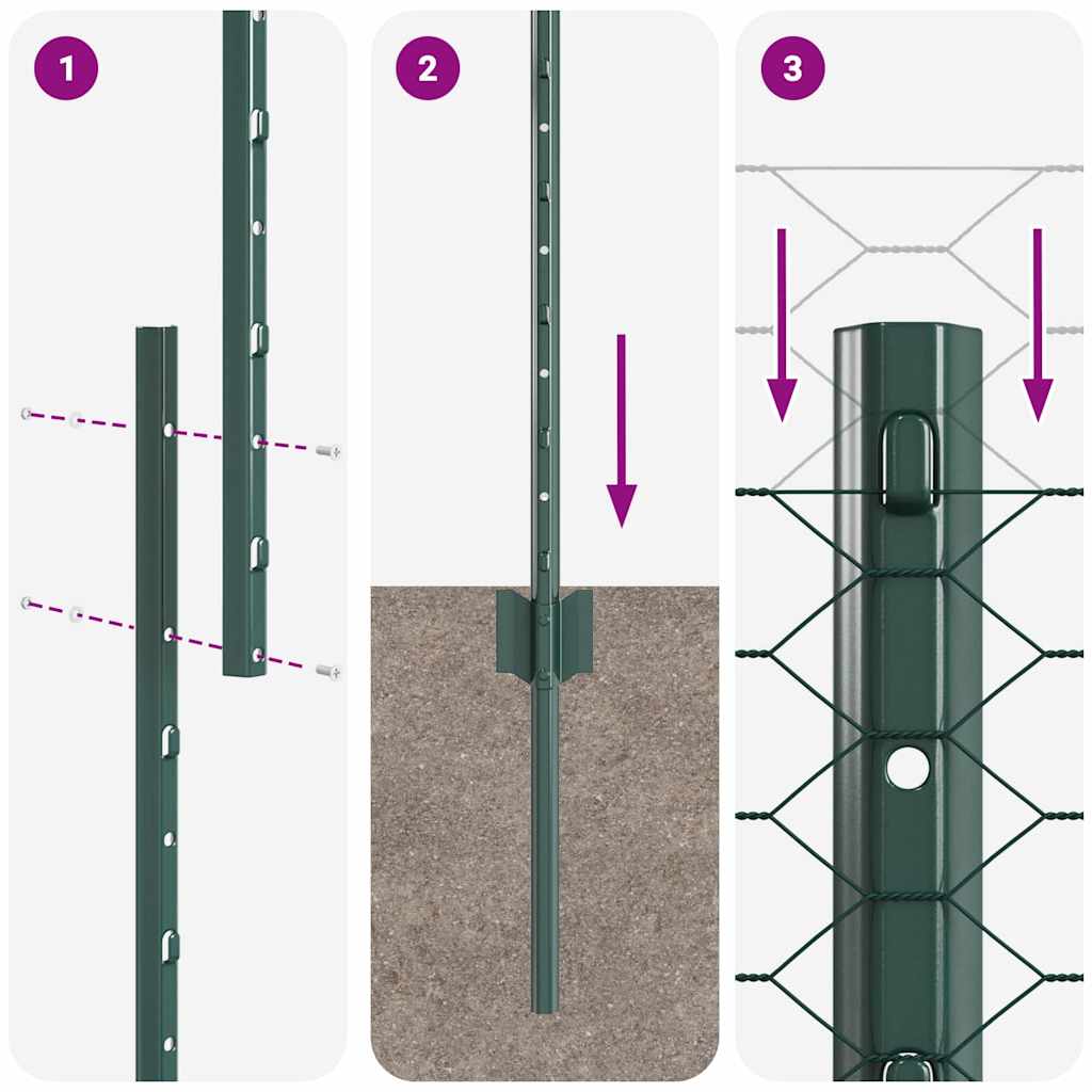 Hatszögletű kerítés oszlopokkal 100 x 1,5 m PVC-bevonatos acél