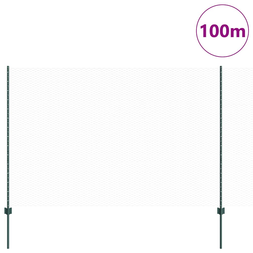 Hatszögletű kerítés oszlopokkal 100 x 1,5 m PVC-bevonatos acél