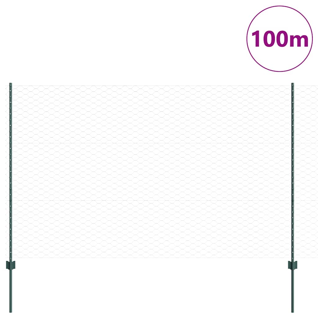 Hatszögletű kerítés oszlopokkal 100 x 1,6 m PVC-bevonatos acél