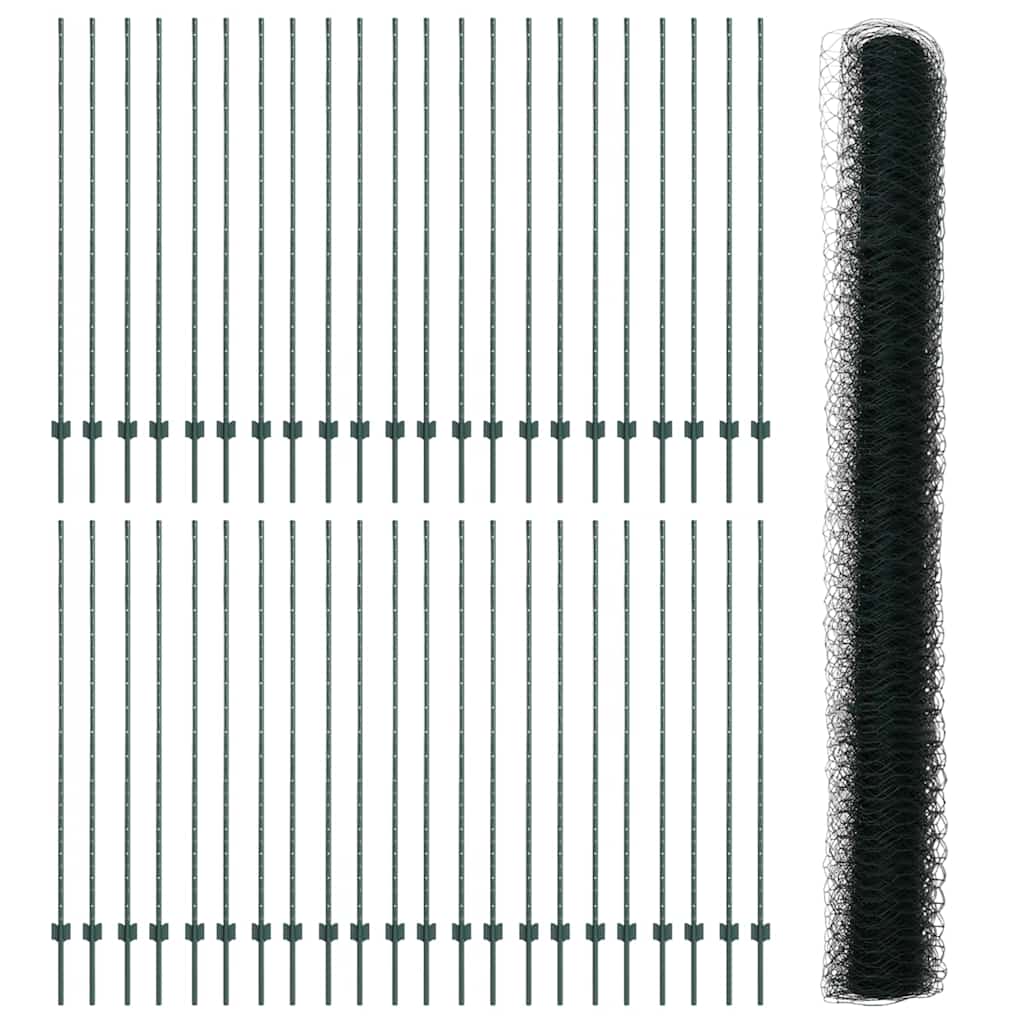 Hatszögletű kerítés oszlopokkal 100 x 1,6 m PVC-bevonatos acél