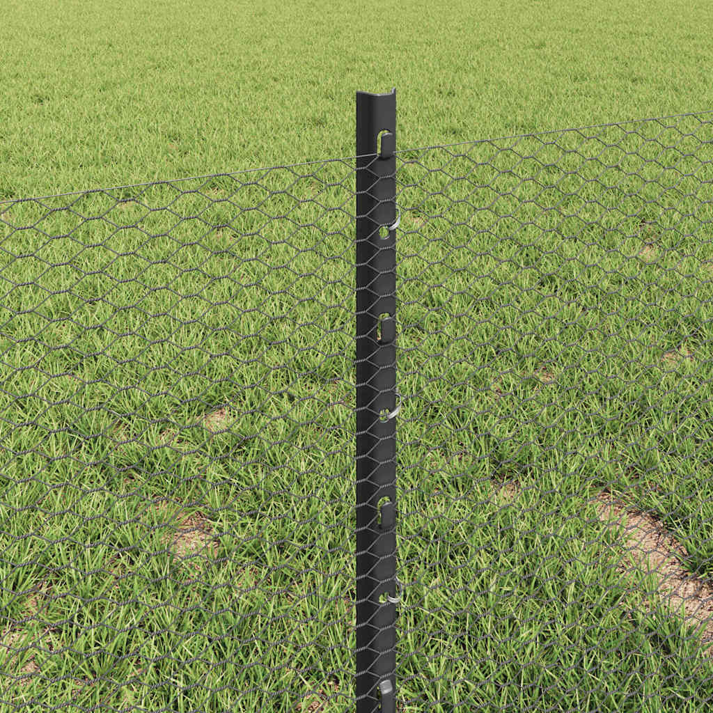 Hatszögletű kerítés oszlopokkal 10 x 0,4 m PVC-bevonatos acél