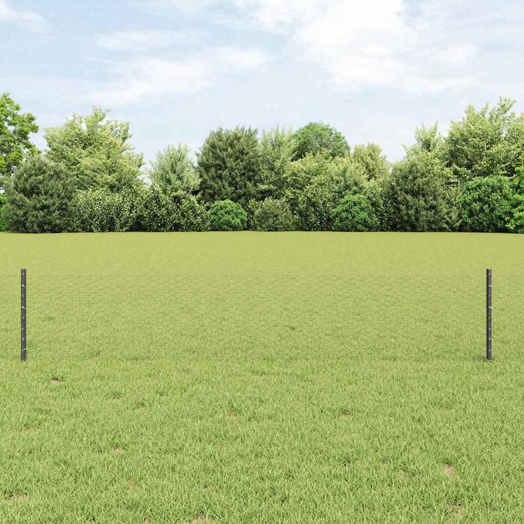 Hatszögletű kerítés oszlopokkal 10 x 0,4 m PVC-bevonatos acél