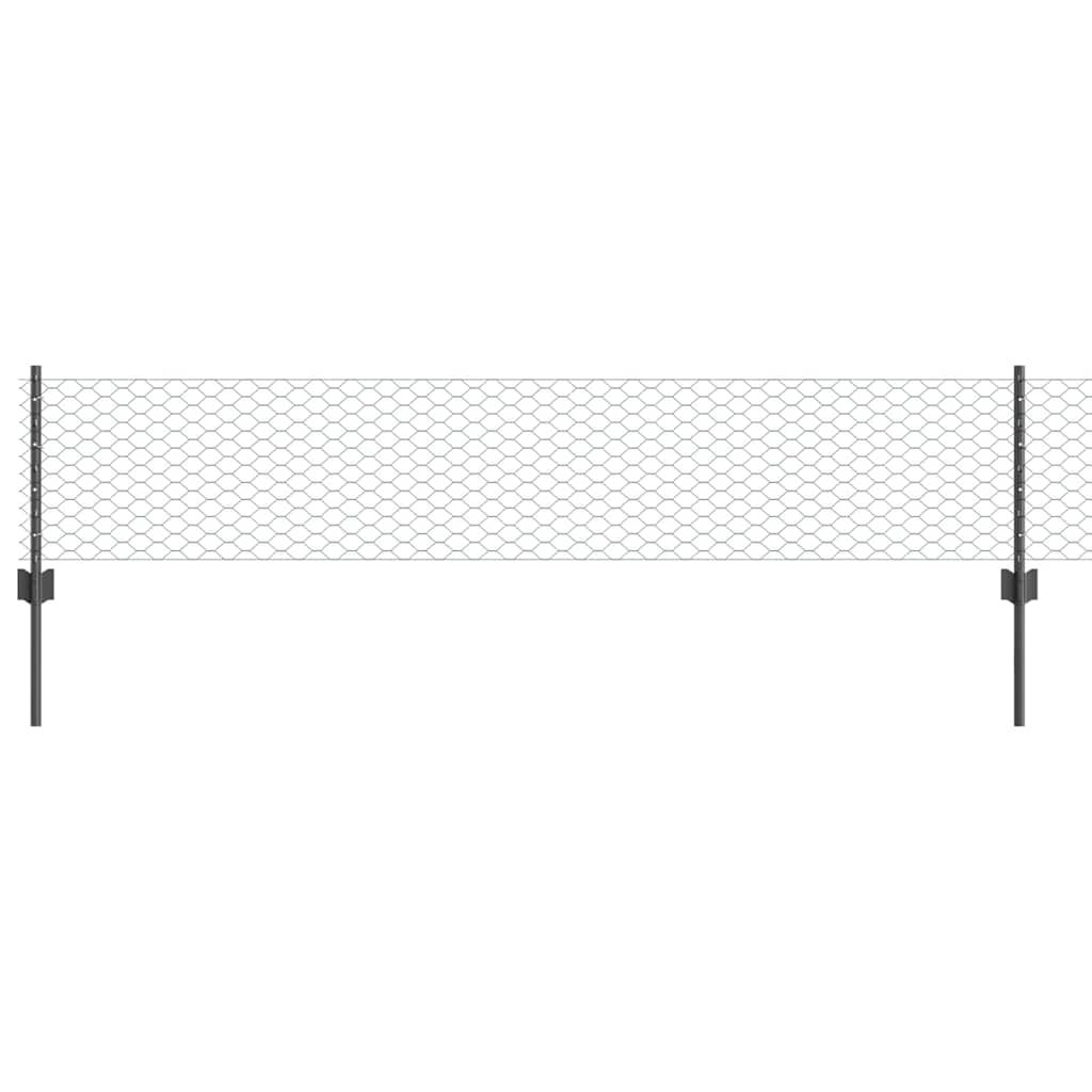 Hatszögletű kerítés oszlopokkal 10 x 0,4 m PVC-bevonatos acél