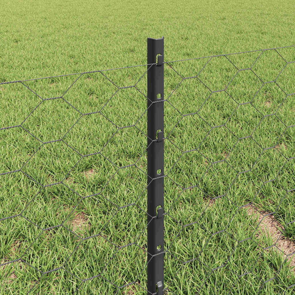 Hatszögletű kerítés oszlopokkal 10 x 0,4 m PVC-bevonatos acél
