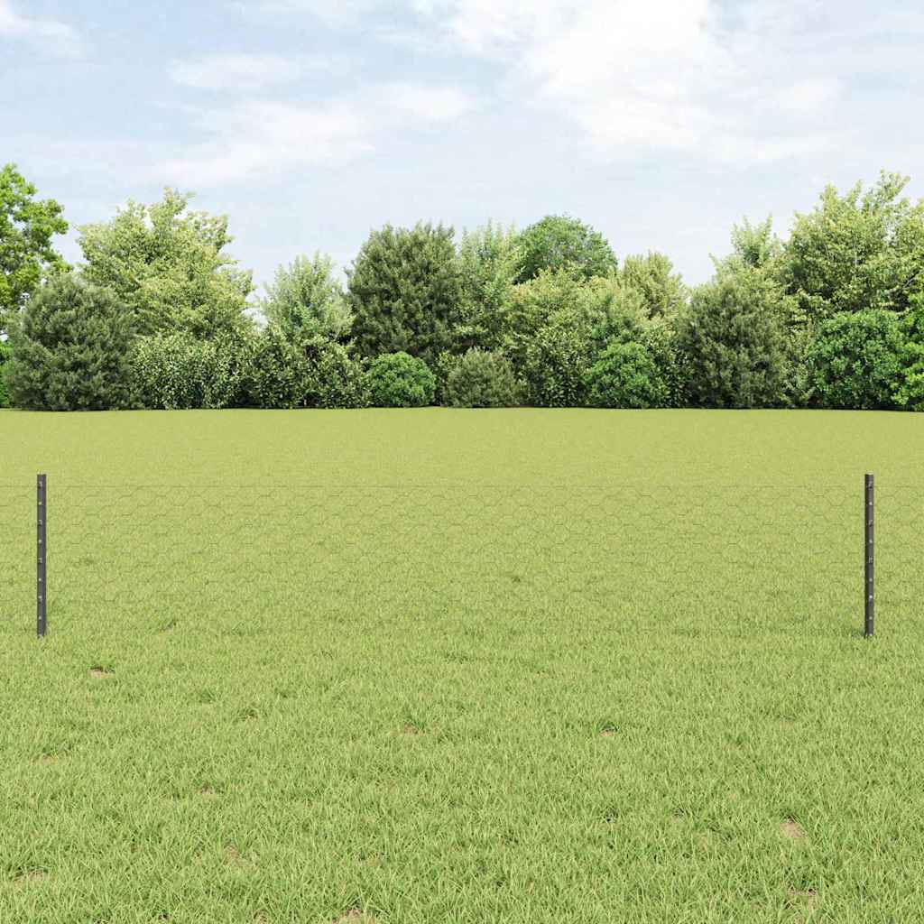 Hatszögletű kerítés oszlopokkal 10 x 0,4 m PVC-bevonatos acél