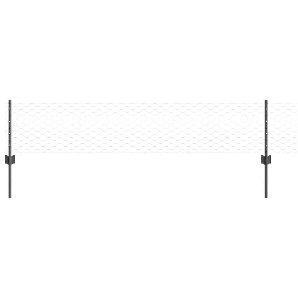 Hatszögletű kerítés oszlopokkal 10 x 0,4 m PVC-bevonatos acél