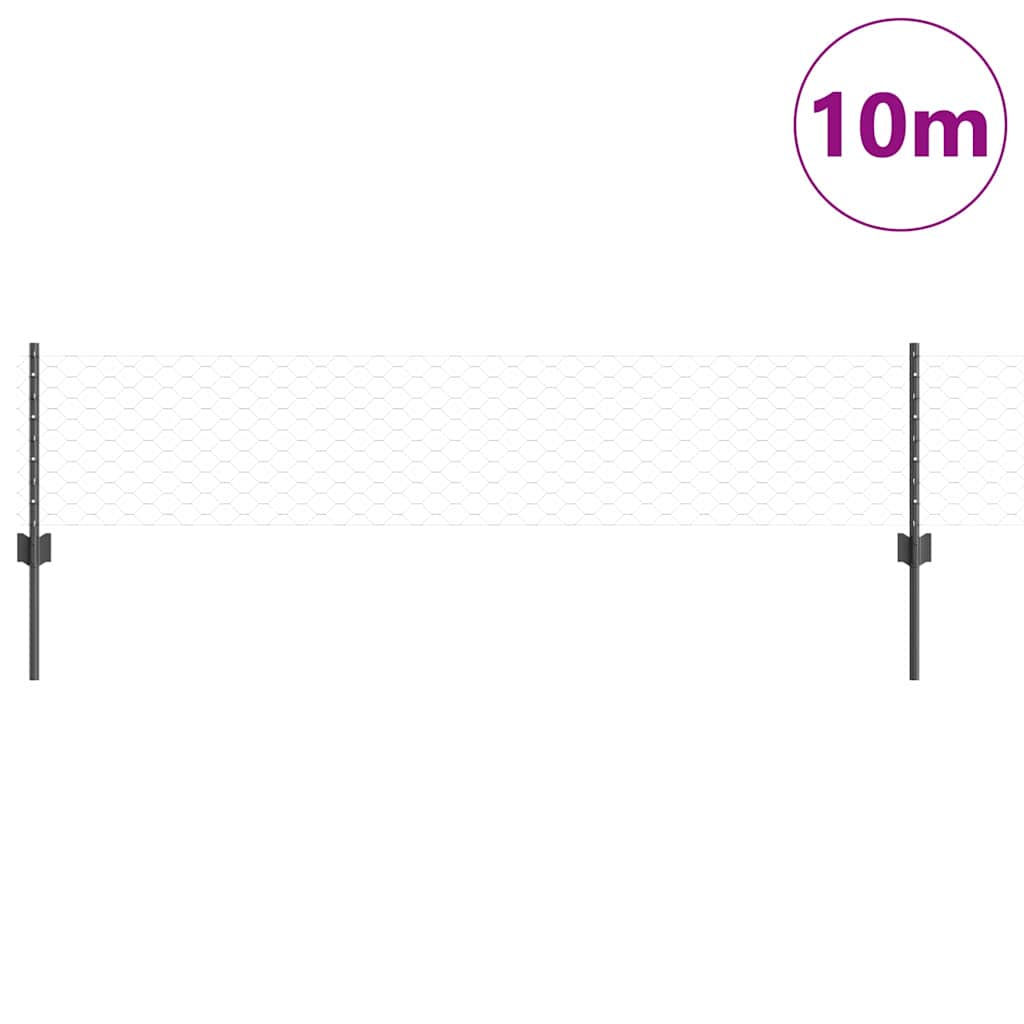 Hatszögletű kerítés oszlopokkal 10 x 0,4 m PVC-bevonatos acél