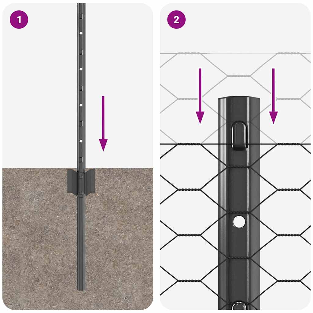 Hatszögletű kerítés oszlopokkal 10 x 0,8 m PVC-bevonatos acél