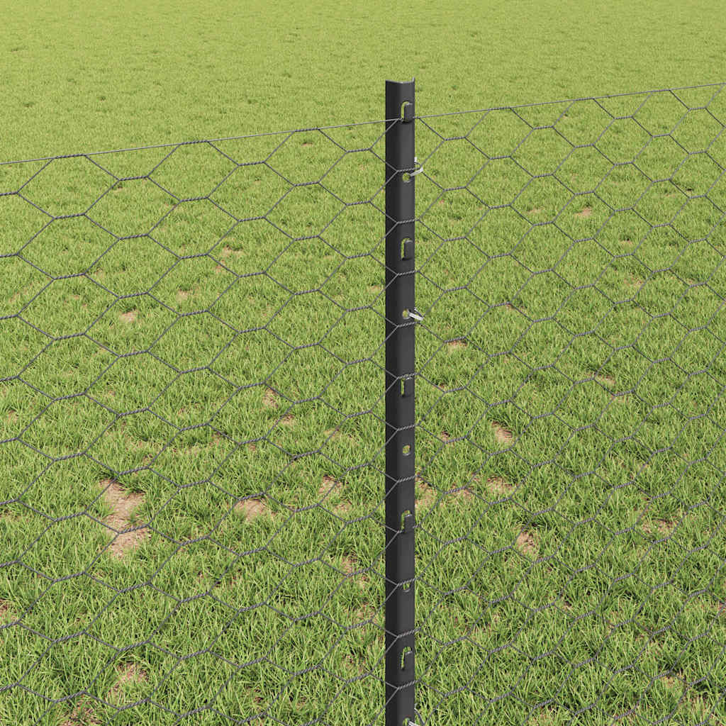 Hatszögletű kerítés oszlopokkal 10 x 0,8 m PVC-bevonatos acél