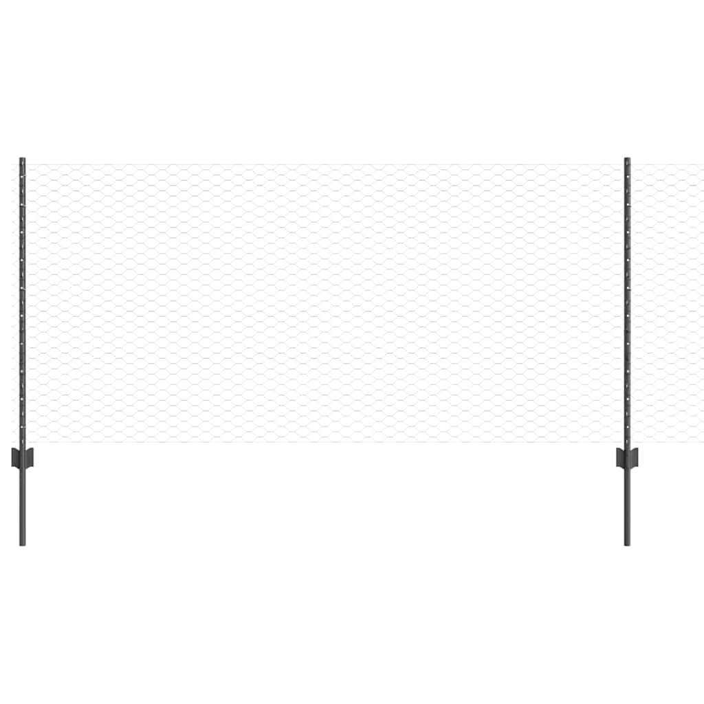 Hatszögletű kerítés oszlopokkal 10 x 0,8 m PVC-bevonatos acél