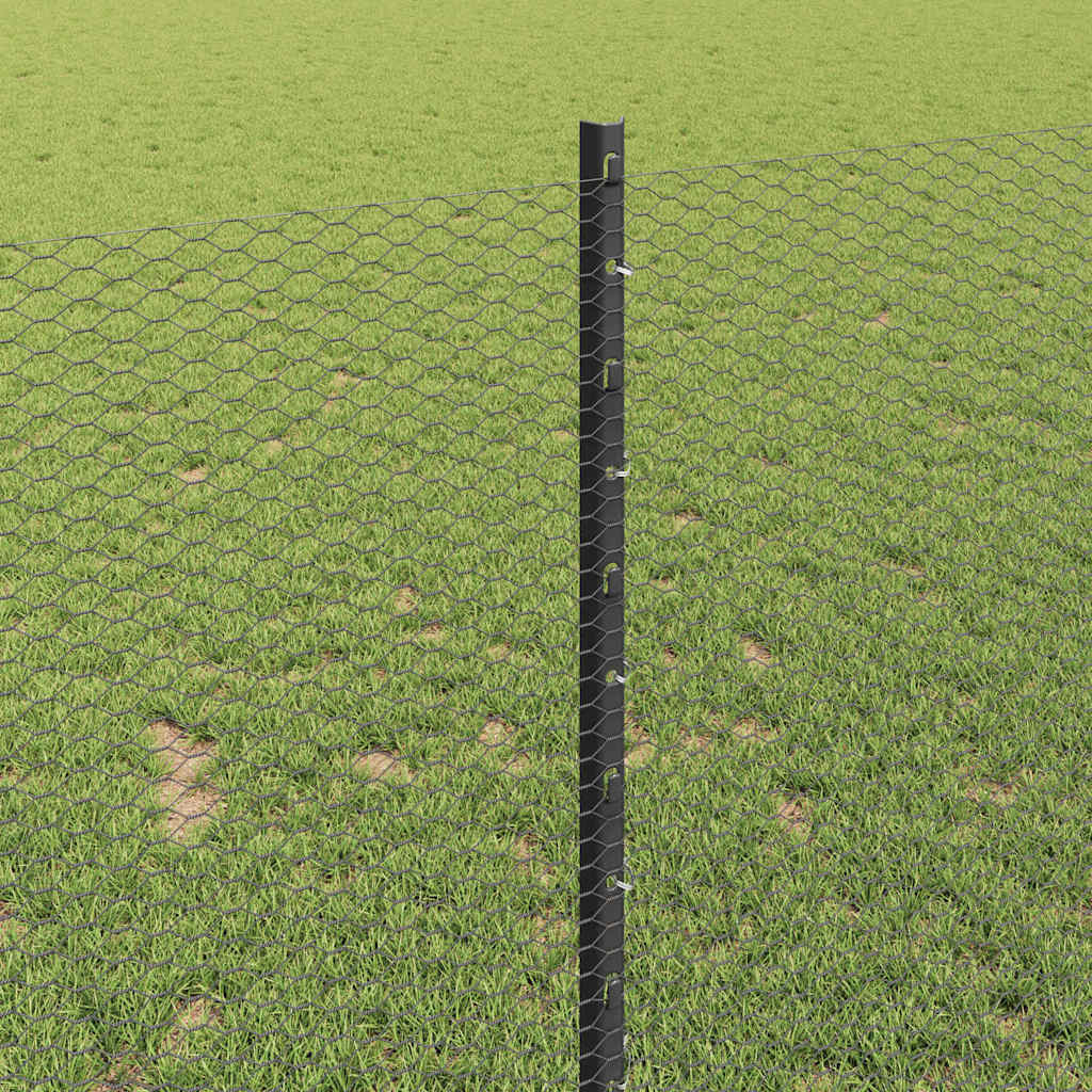 Hatszögletű kerítés oszlopokkal 10 x 1 m PVC-bevonatos acél