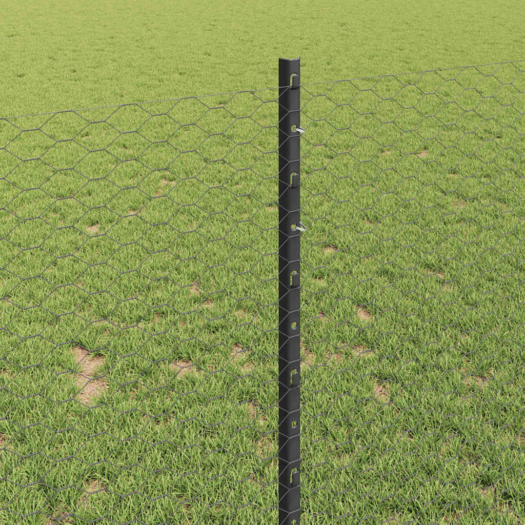 Hatszögletű kerítés oszlopokkal 10 x 1 m PVC-bevonatos acél