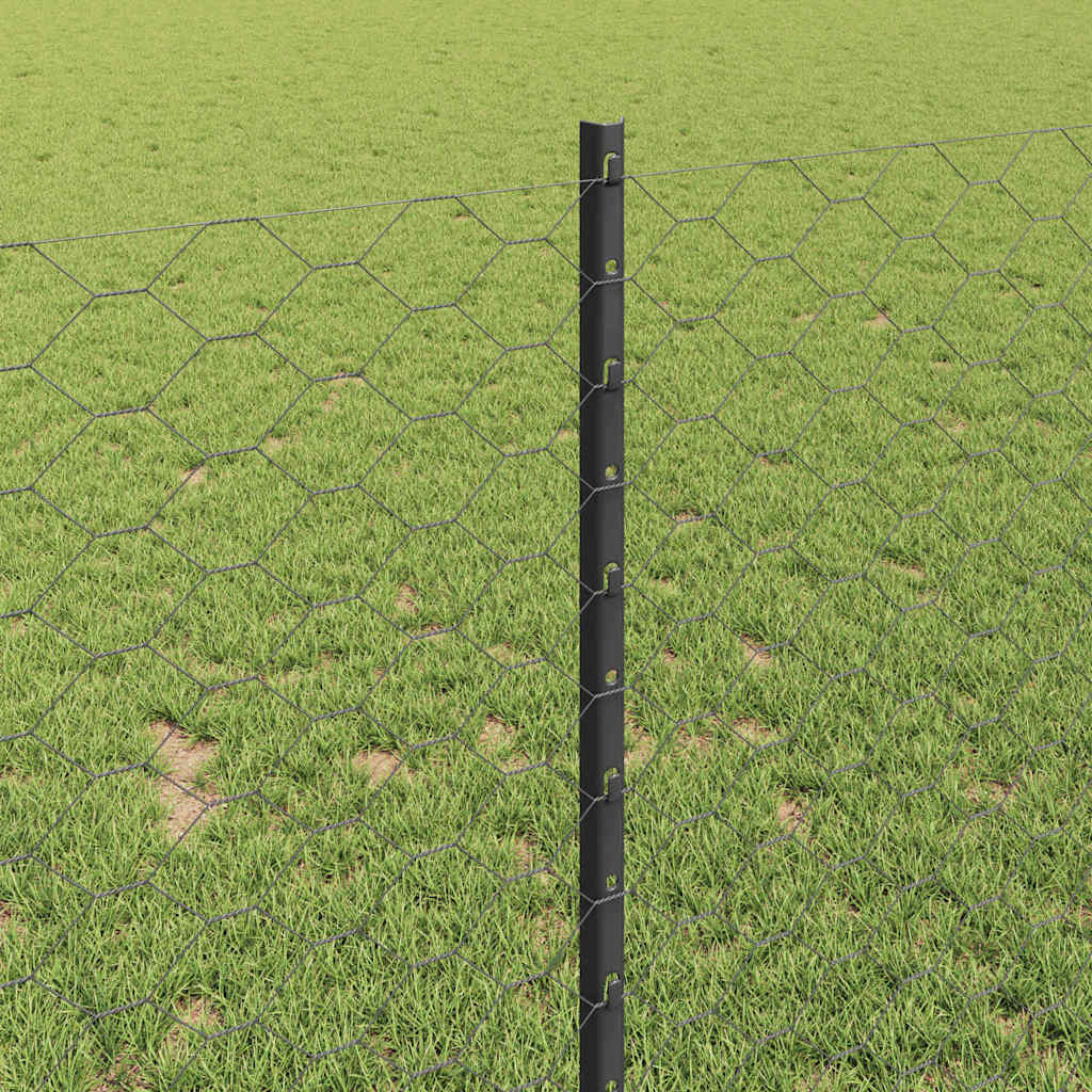 Hatszögletű kerítés oszlopokkal 10 x 1 m PVC-bevonatos acél
