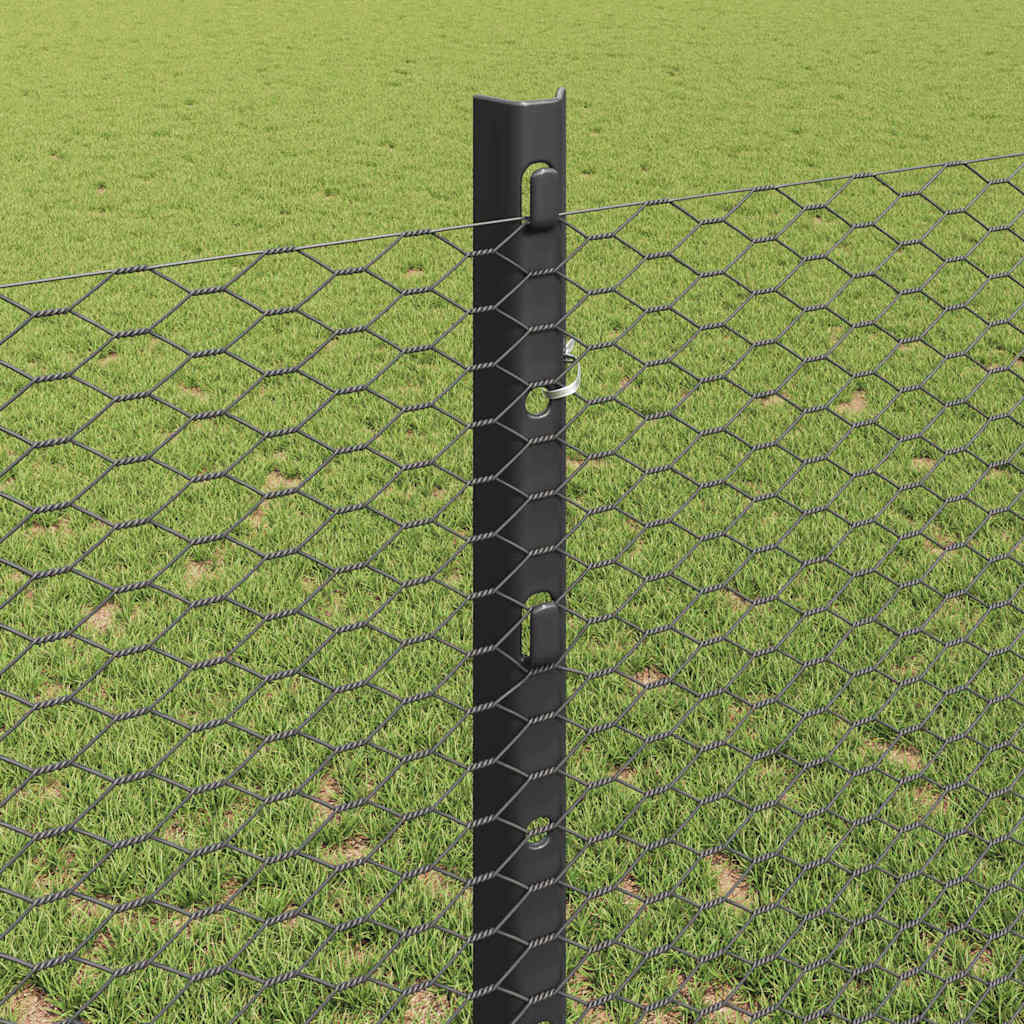 Hatszögletű kerítés oszlopokkal 10 x 1,2 m PVC-bevonatos acél