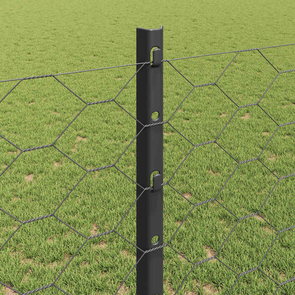 Hatszögletű kerítés oszlopokkal 10 x 1,2 m PVC-bevonatos acél