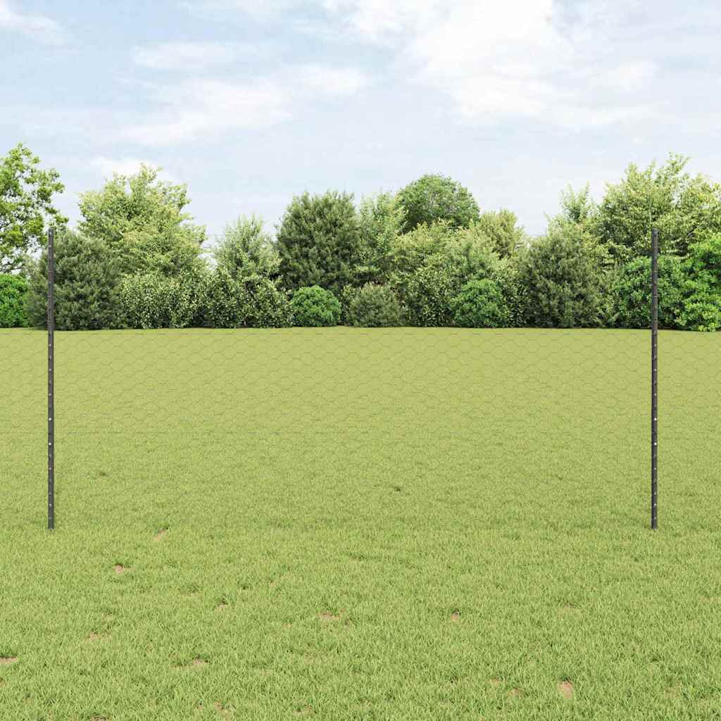 Hatszögletű kerítés oszlopokkal 10 x 1,2 m PVC-bevonatos acél