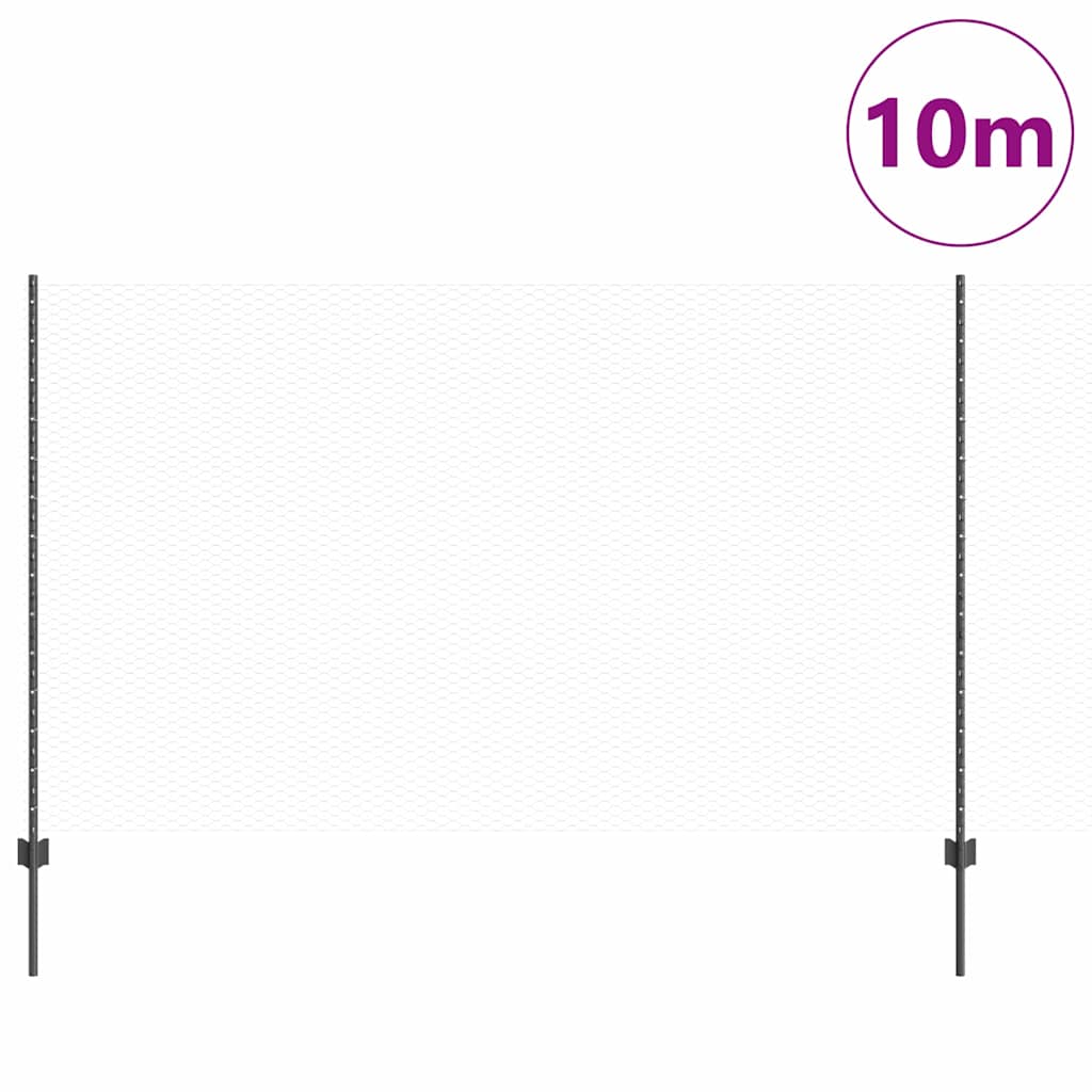 Hatszögletű kerítés oszlopokkal 10 x 1,4 m PVC-bevonatos acél