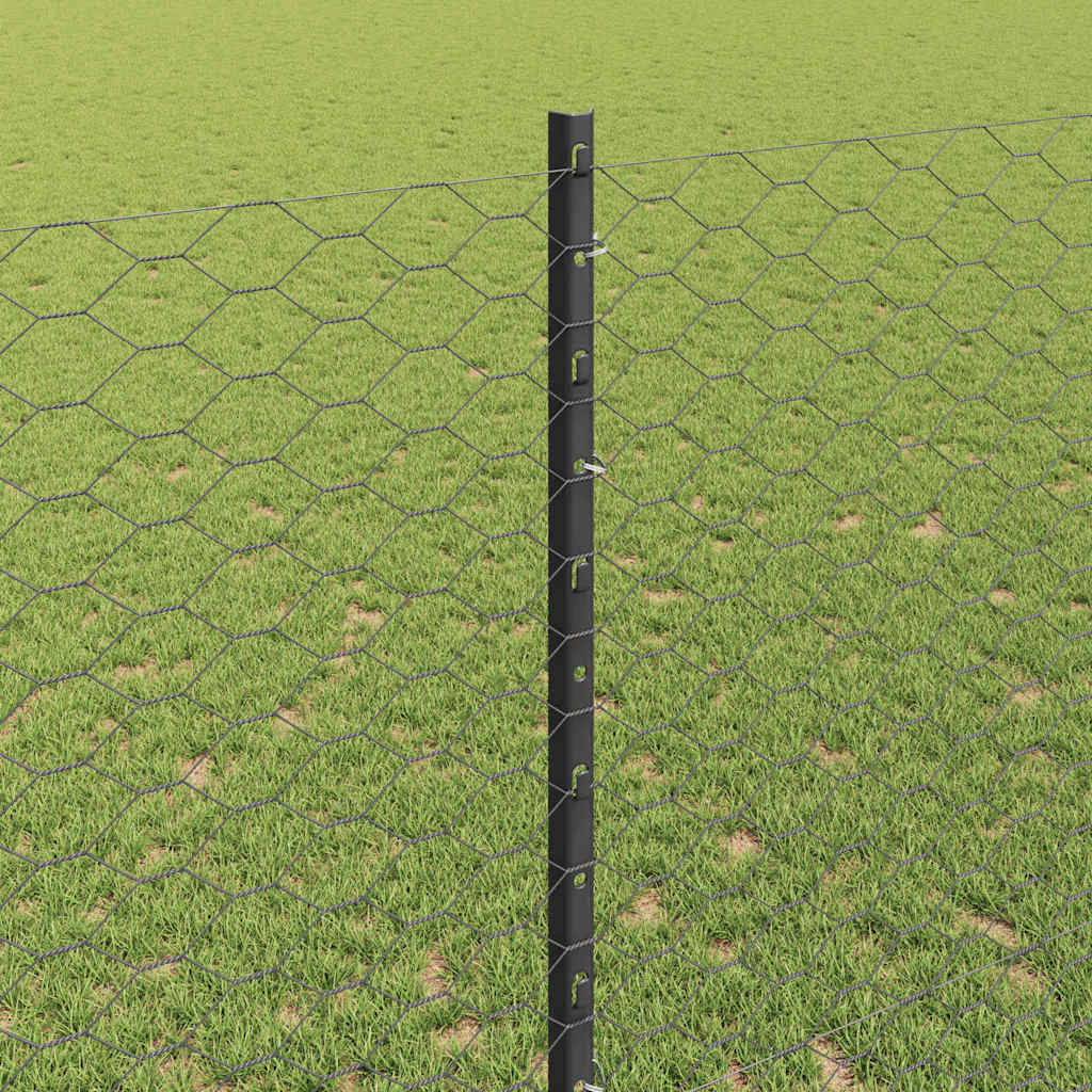 Hatszögletű kerítés oszlopokkal 10 x 1,4 m PVC-bevonatos acél