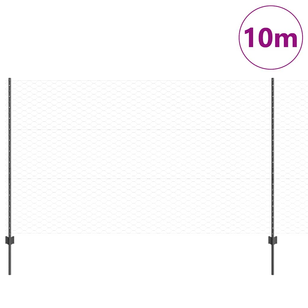 Hatszögletű kerítés oszlopokkal 10 x 1,4 m PVC-bevonatos acél