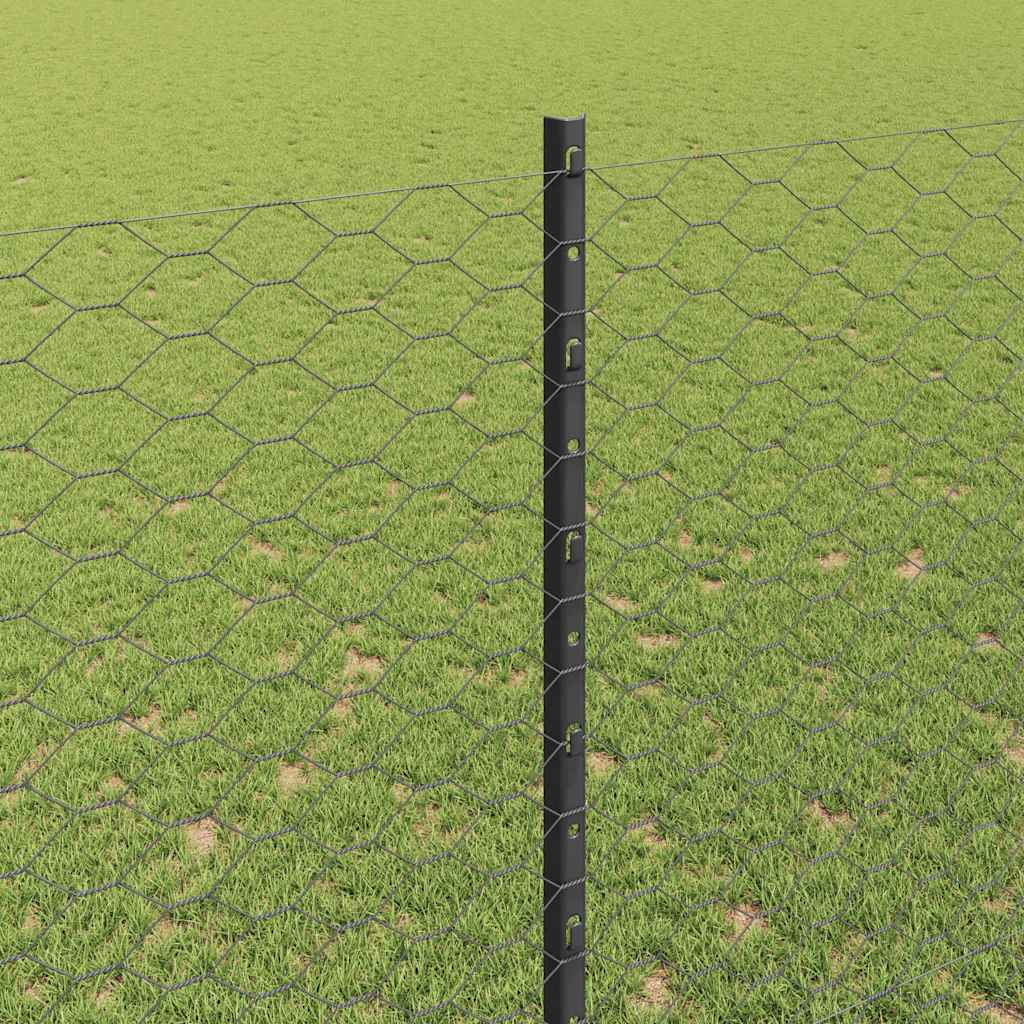 Hatszögletű kerítés oszlopokkal 10 x 1,5 m PVC-bevonatos acél
