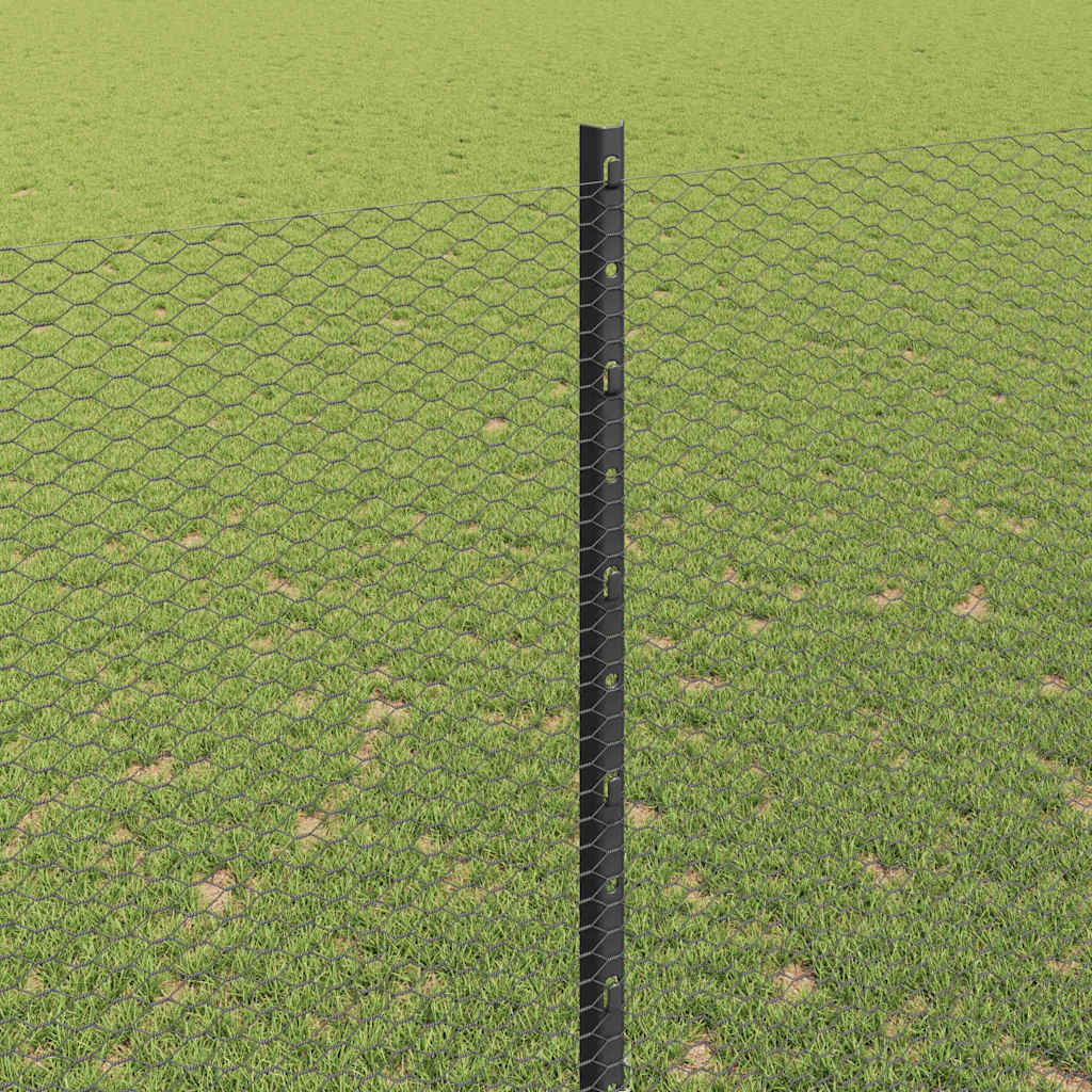 Hatszögletű kerítés oszlopokkal 10 x 1,6 m PVC-bevonatos acél