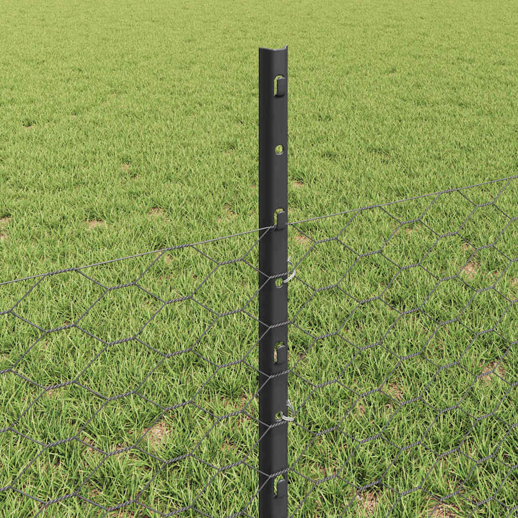 Hatszögletű kerítés oszlopokkal 25 x 0,5 m PVC-bevonatos acél