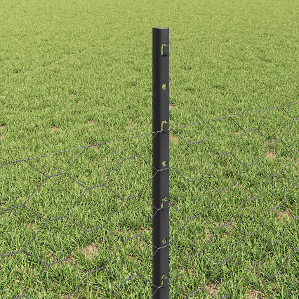 Hatszögletű kerítés oszlopokkal 25 x 0,5 m PVC-bevonatos acél