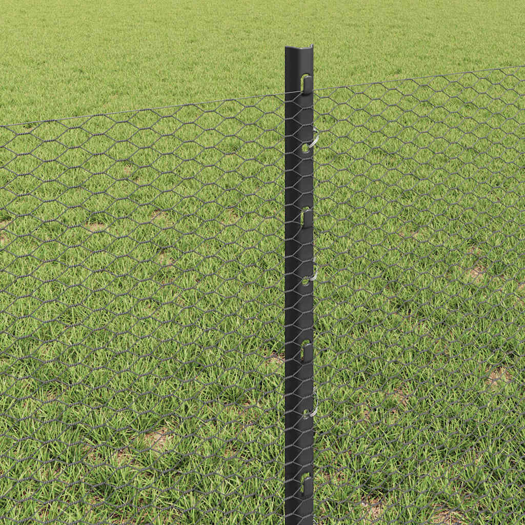 Hatszögletű kerítés oszlopokkal 25 x 0,6 m PVC-bevonatos acél