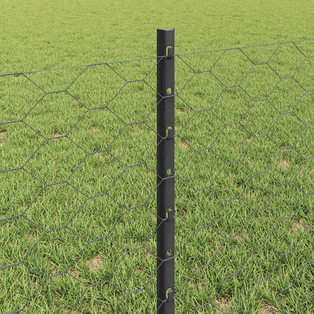 Hatszögletű kerítés oszlopokkal 25 x 0,6 m PVC-bevonatos acél