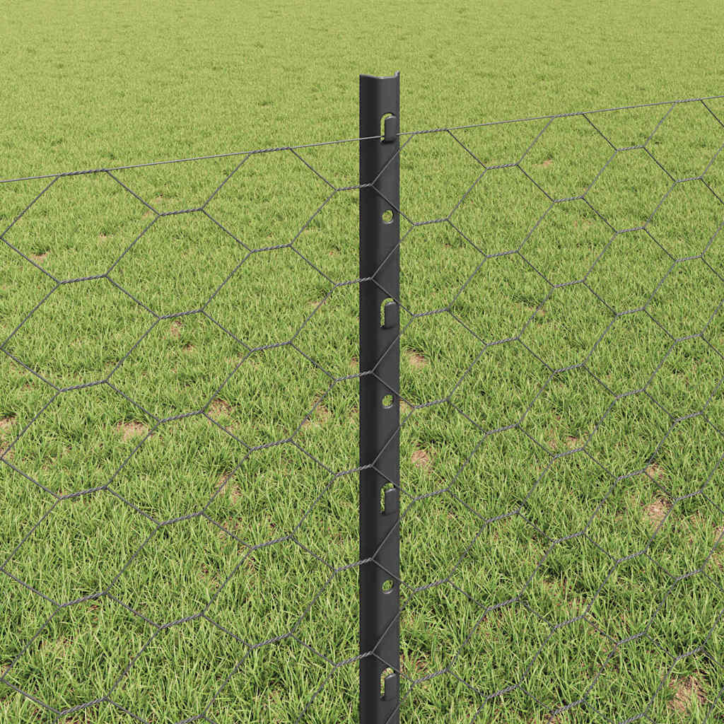 Hatszögletű kerítés oszlopokkal 25 x 0,8 m PVC-bevonatos acél