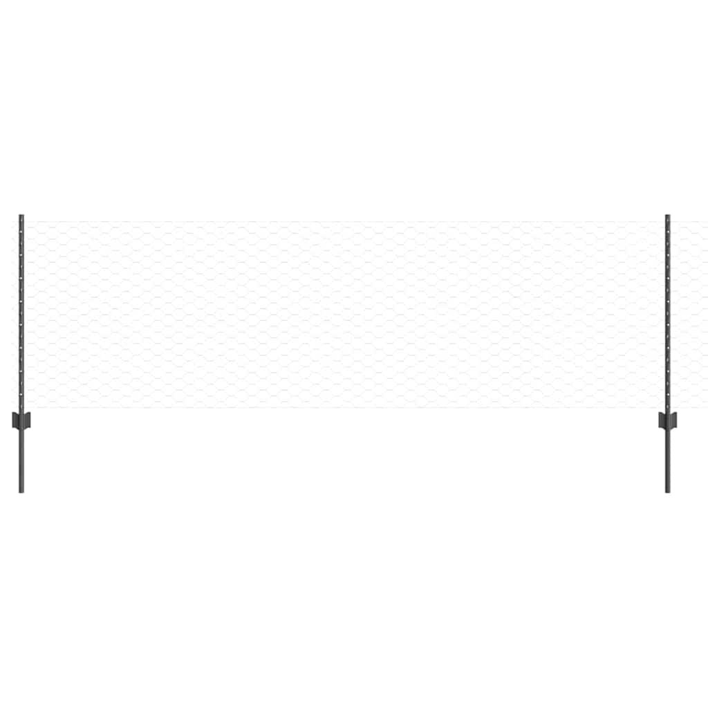 Hatszögletű kerítés oszlopokkal 25 x 0,8 m PVC-bevonatos acél