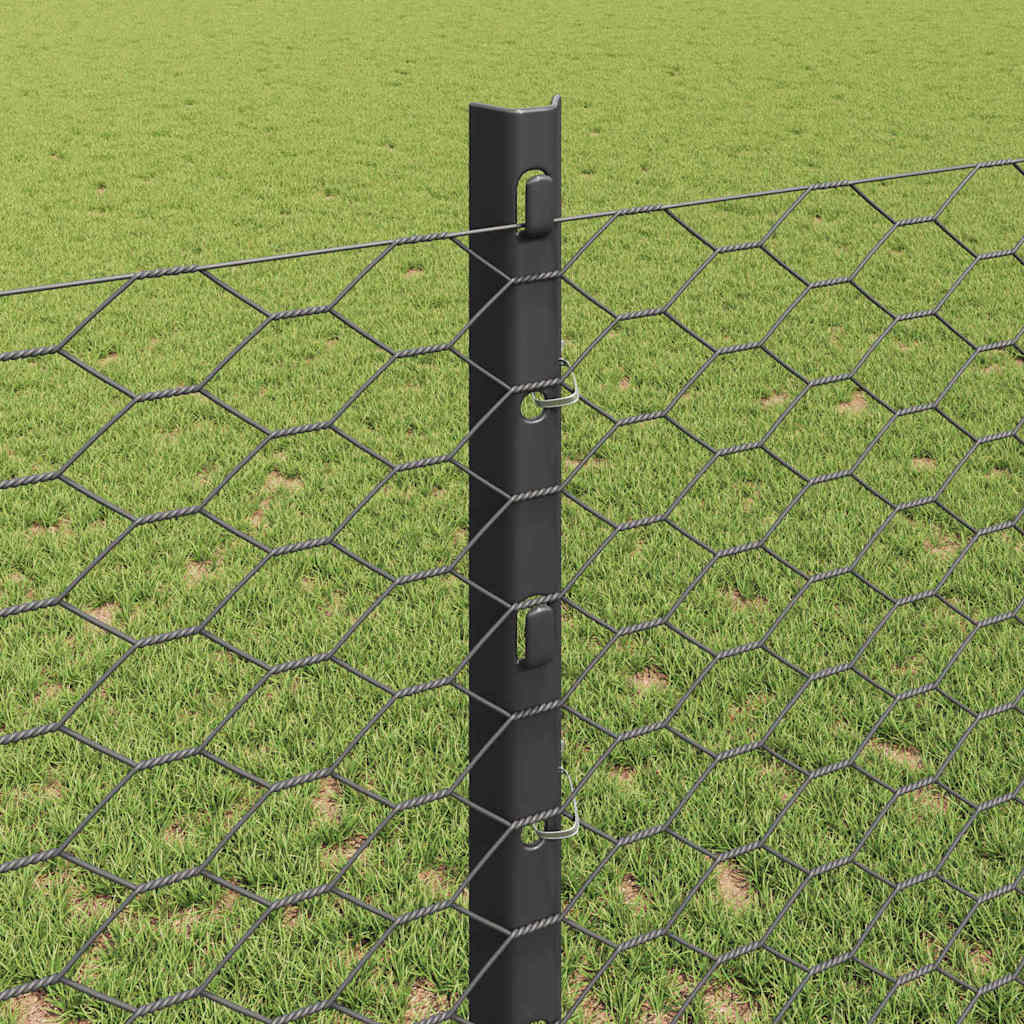 Hatszögletű kerítés oszlopokkal 25 x 1,2 m PVC-bevonatos acél