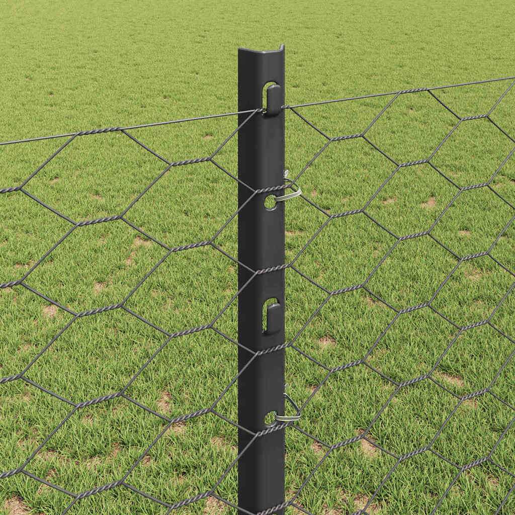 Hatszögletű kerítés oszlopokkal 25 x 1,2 m PVC-bevonatos acél