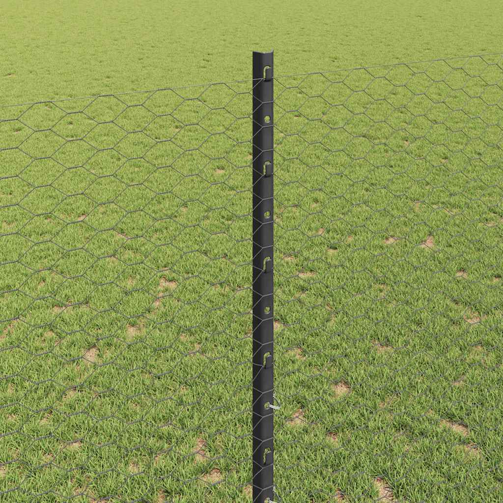 Hatszögletű kerítés oszlopokkal 25 x 1,4 m PVC-bevonatos acél