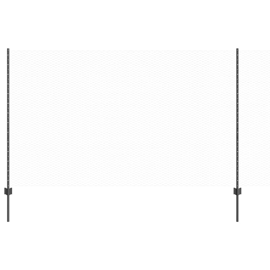 Hatszögletű kerítés oszlopokkal 25 x 1,4 m PVC-bevonatos acél