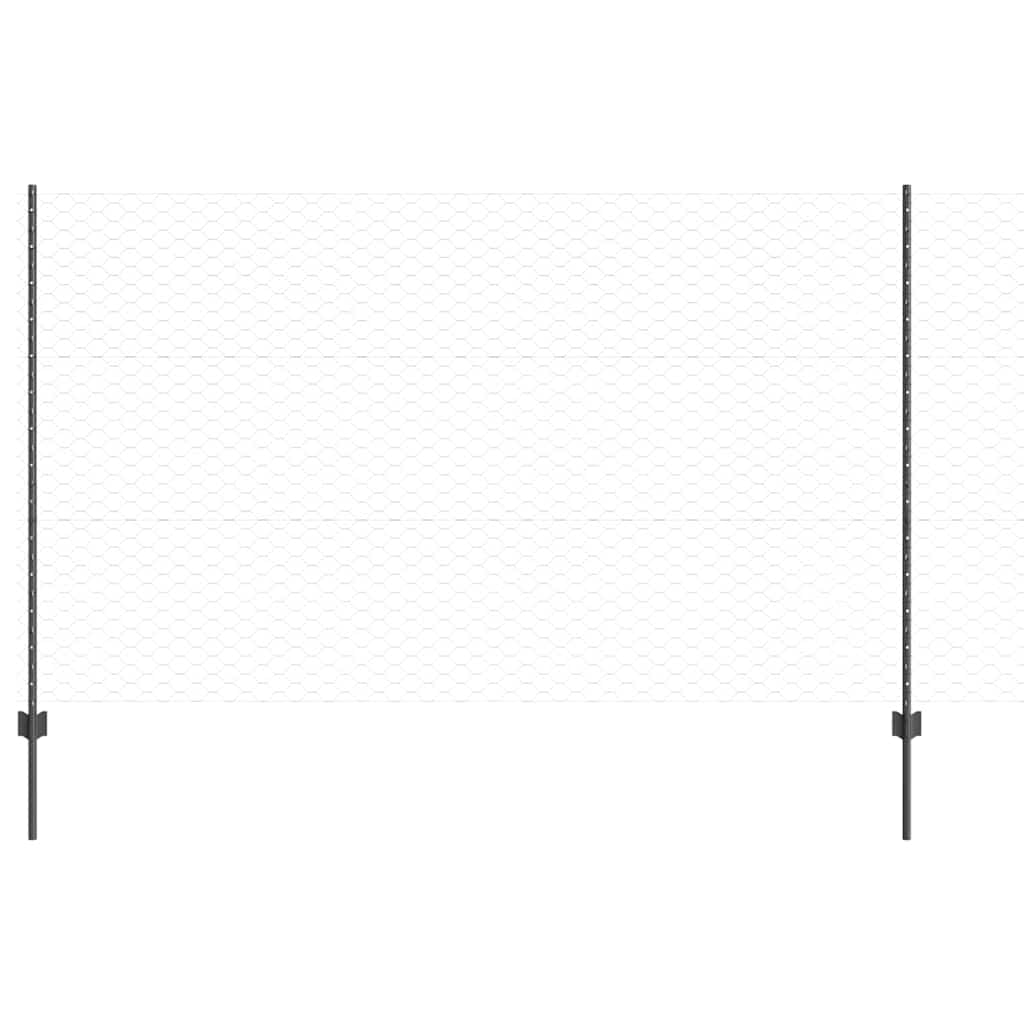 Hatszögletű kerítés oszlopokkal 25 x 1,4 m PVC-bevonatos acél