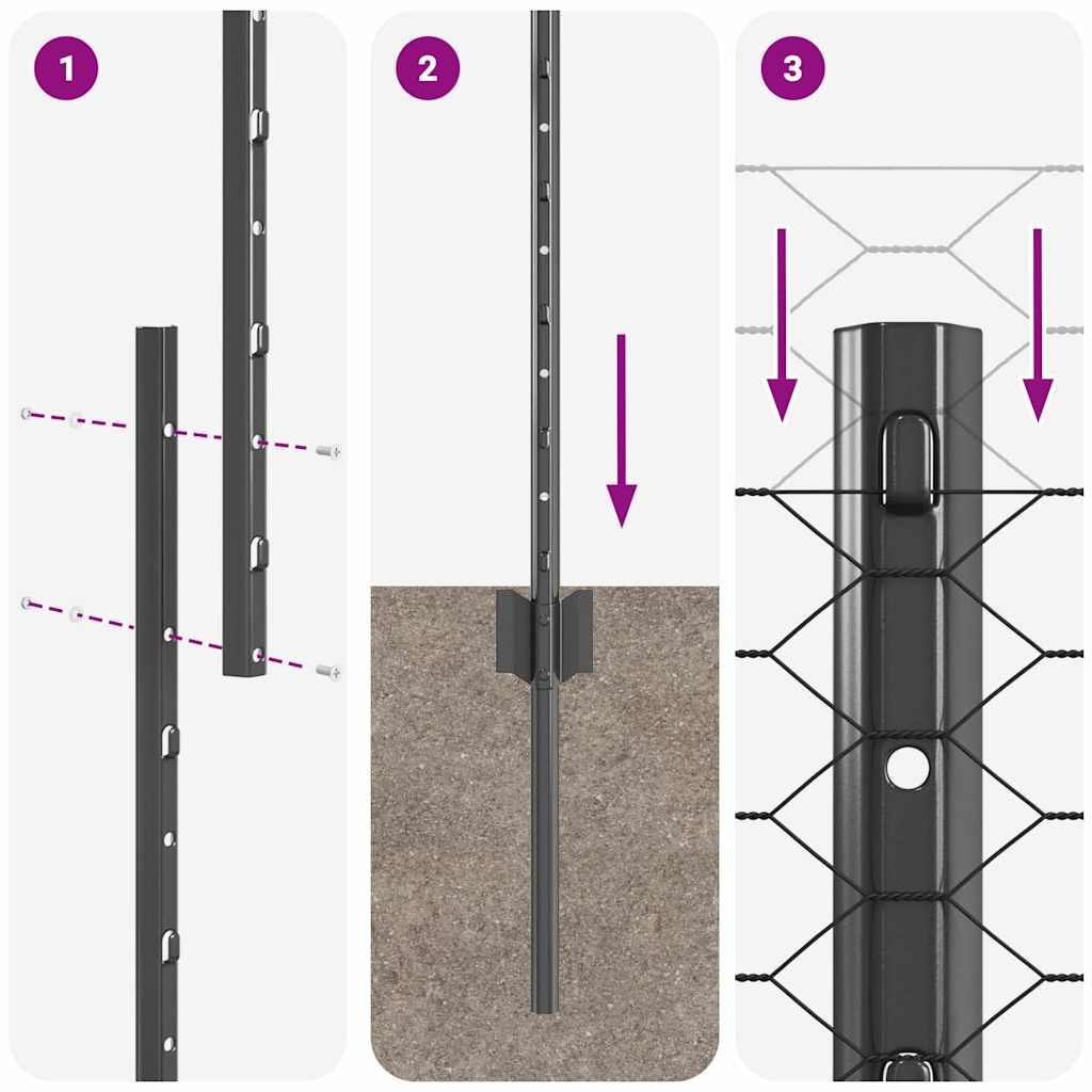 Hatszögletű kerítés oszlopokkal 25 x 1,5 m PVC-bevonatos acél