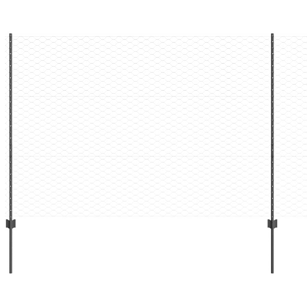 Hatszögletű kerítés oszlopokkal 25 x 1,5 m PVC-bevonatos acél