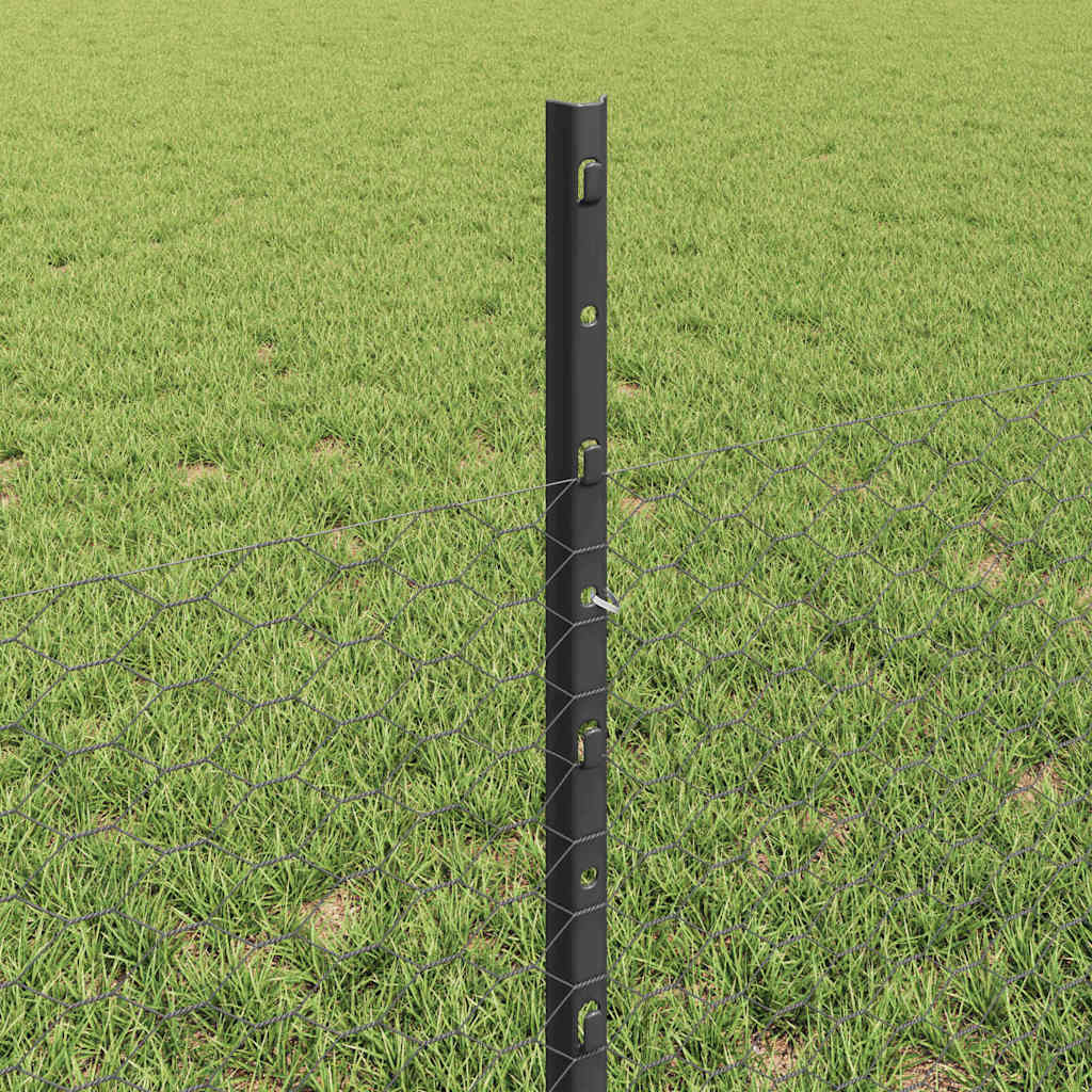 Hatszögletű kerítés oszlopokkal 50 x 0,5 m PVC-bevonatos acél