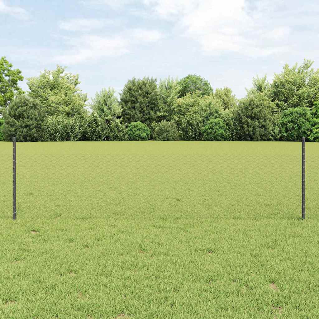 Hatszögletű kerítés oszlopokkal 50 x 0,5 m PVC-bevonatos acél