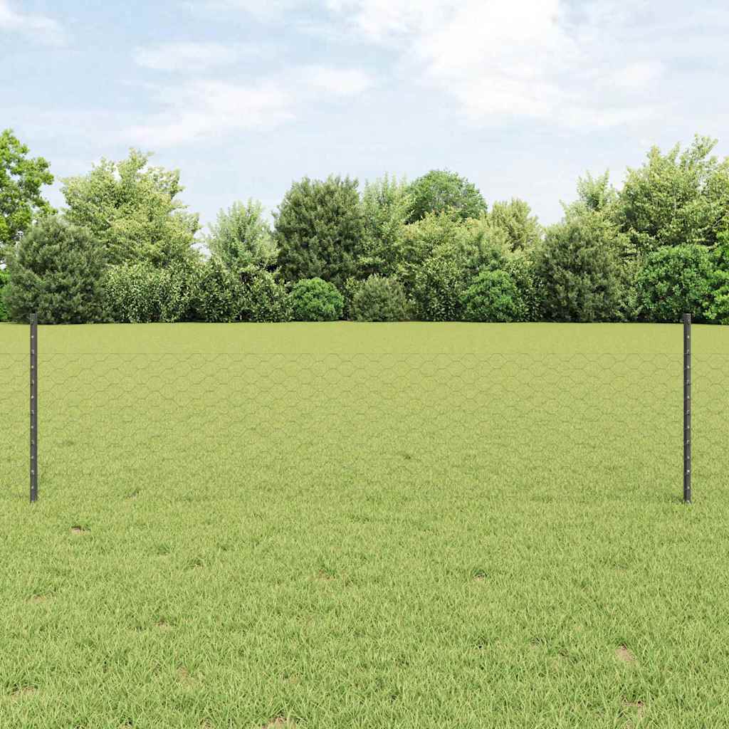 Hatszögletű kerítés oszlopokkal 50 x 0,5 m PVC-bevonatos acél