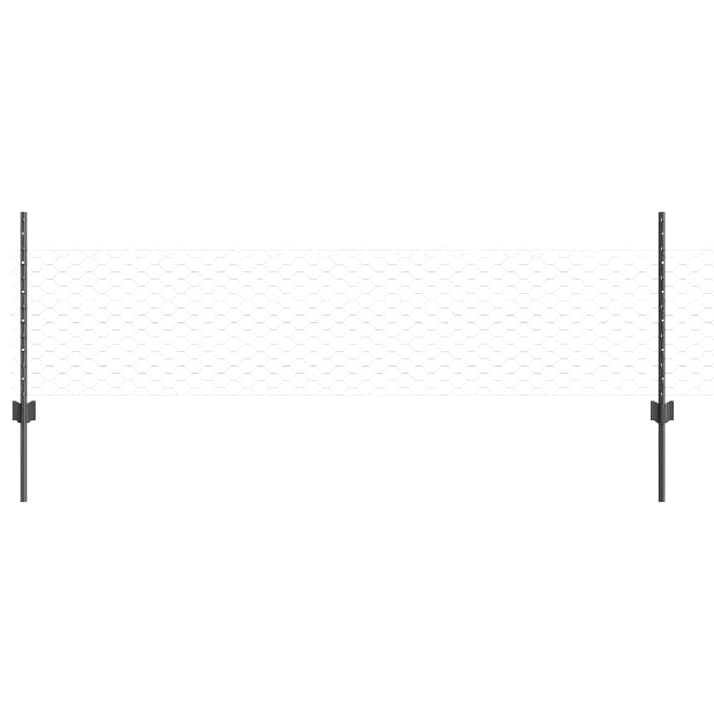 Hatszögletű kerítés oszlopokkal 50 x 0,5 m PVC-bevonatos acél