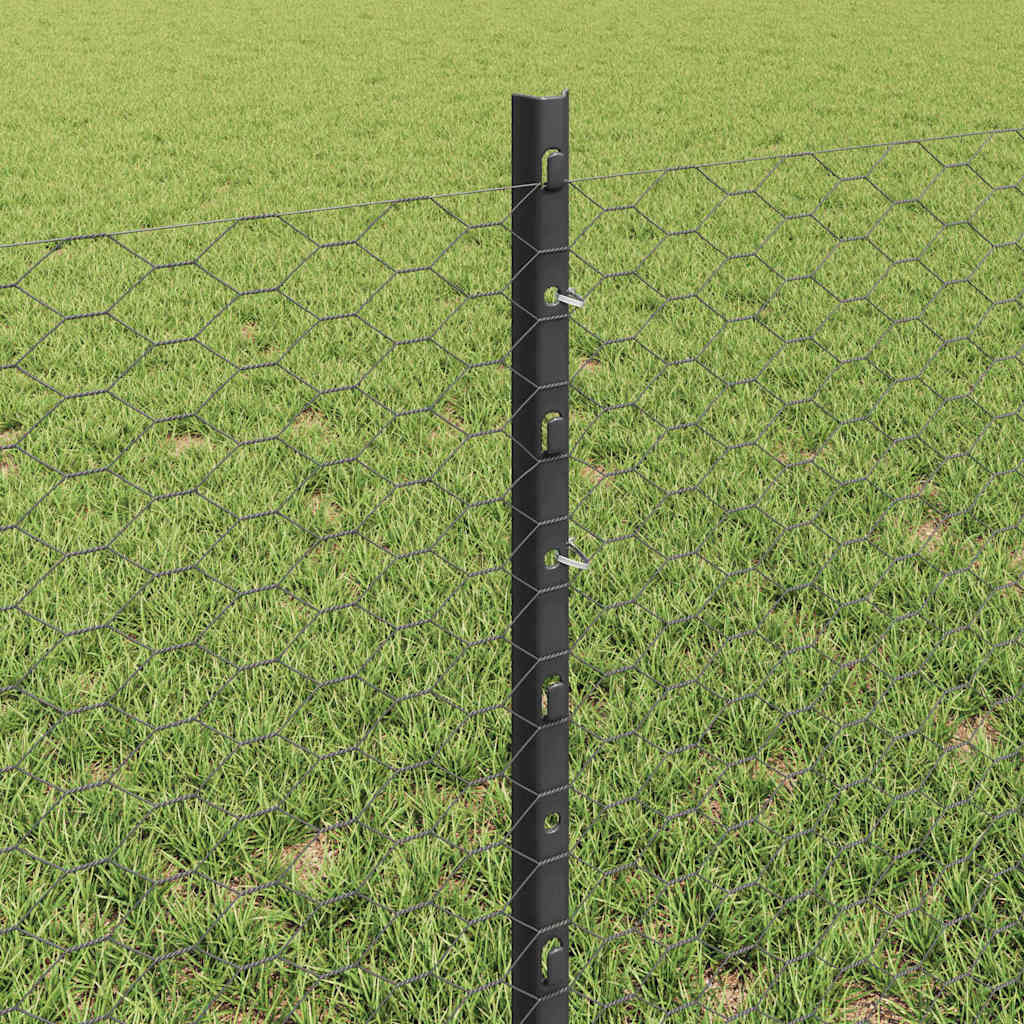 Hatszögletű kerítés oszlopokkal 50 x 0,6 m PVC-bevonatos acél