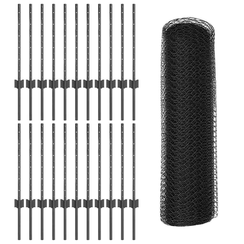 Hatszögletű kerítés oszlopokkal 50 x 0,6 m PVC-bevonatos acél