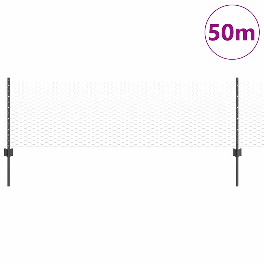 Hatszögletű kerítés oszlopokkal 50 x 0,6 m PVC-bevonatos acél