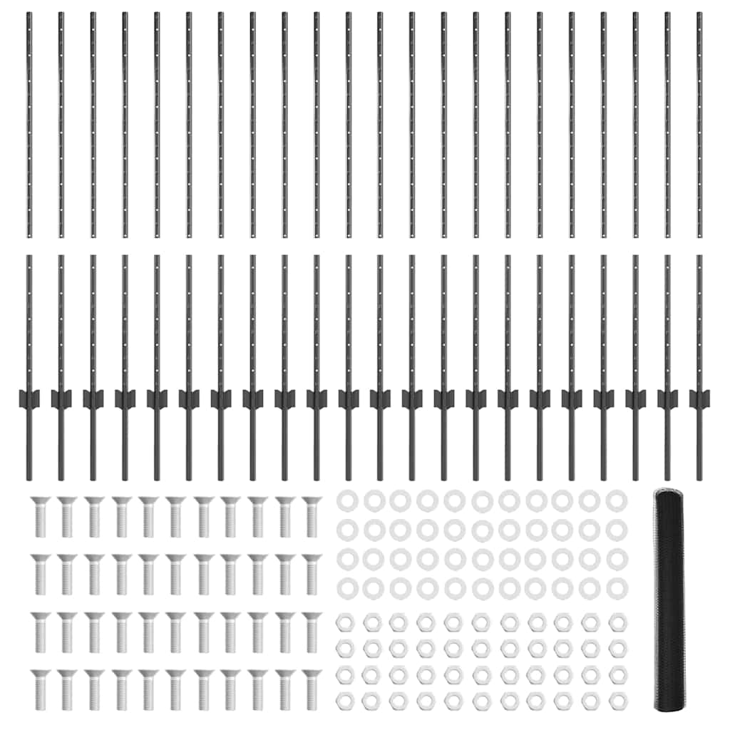 Hatszögletű kerítés oszlopokkal 50 x 1,2 m PVC-bevonatos acél