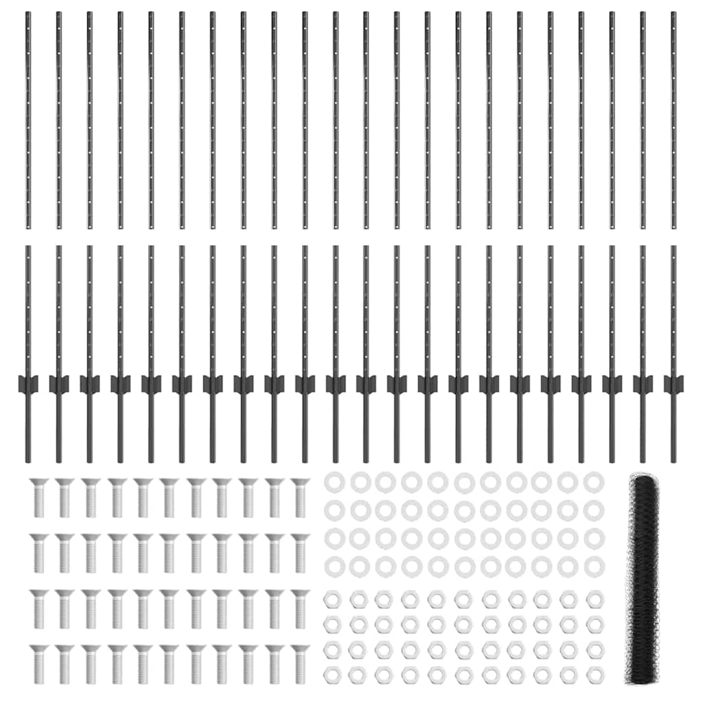 Hatszögletű kerítés oszlopokkal 50 x 1,2 m PVC-bevonatos acél